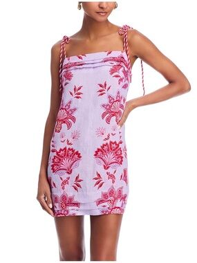 FARM Rio Porcelain Garden Lilac Linen Mini Dress, Size XS, NWT 🇧🇷